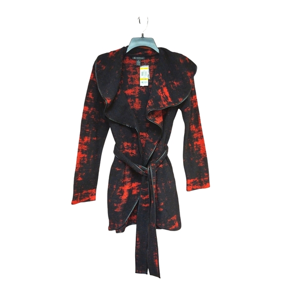 INC International Concepts Sweaters - *SALE* NWT INC Black and Red Belted Cardigan Size M